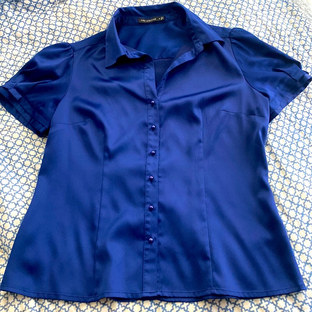 The Limited - Navy Satin Blouse. Size M